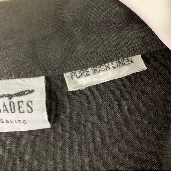 CP Shades Womens black 100% linen Short sleeve button down midi dress S - Picture 5 of 7